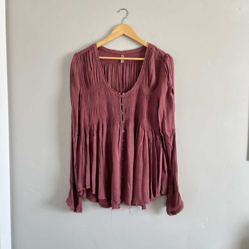 Women's Mauve Button-Down Top